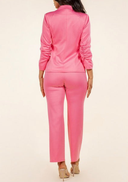 Pink business baddie suit set