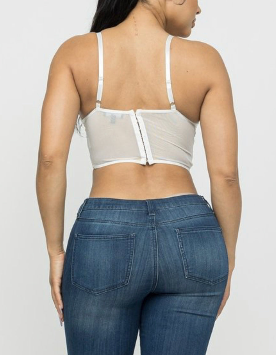 White flower lace corset style top
