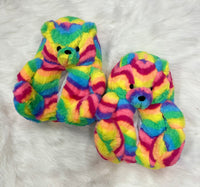 Rainbow teddy bear slippers 🧸