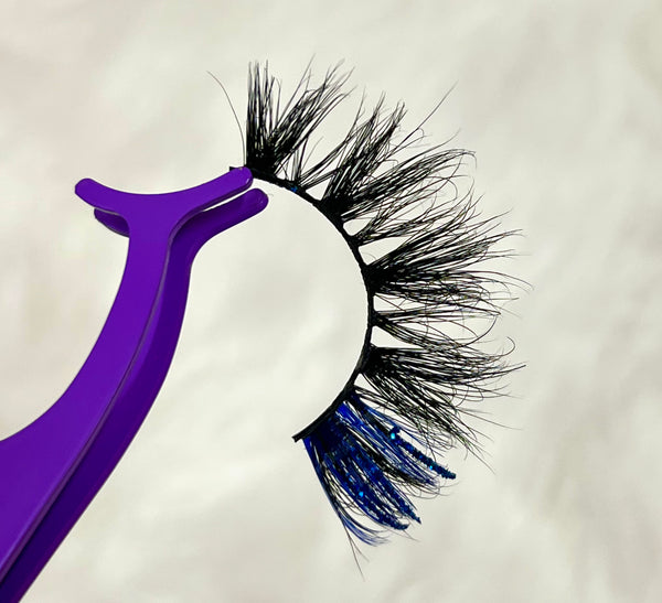 Blue glitter luxury mink lashes