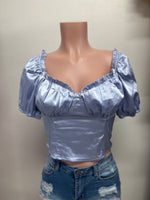 Baby blue satin shirt