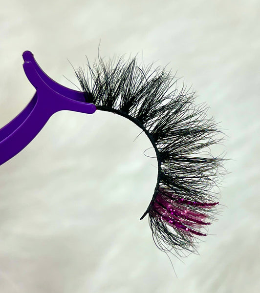 Purple glitter luxury mink lashes