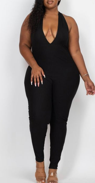 Black low cut romper plus size